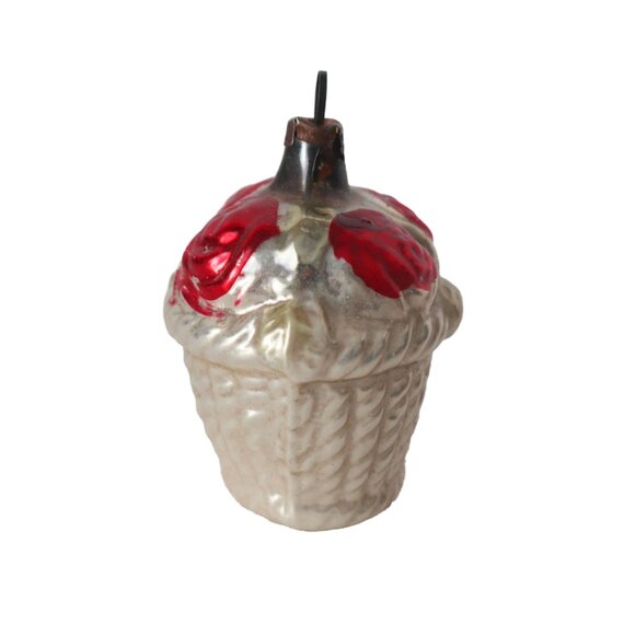 Antique Vintage GDR Mercury Glass Christmas Ornament Xmas Tree Decoration Basket - Picture 1 of 6